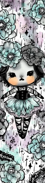 Free kawaii cats bookmark featuring a very light blue ballerina cat